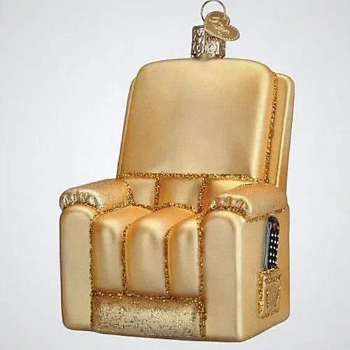 Old World Christmas Favorite Recliner Glass Ornament FREE BOX 4.25 inch Gold
